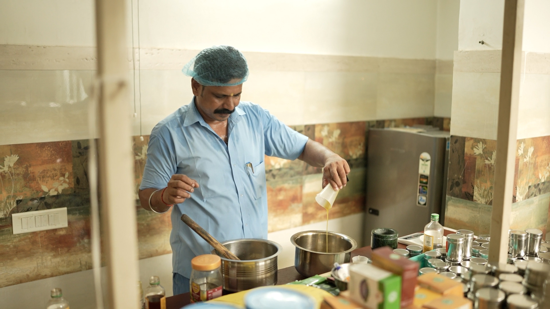 Traditional herbal medicine preparation (Kashayapura) at VVAC